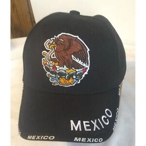 Mexico Ball Cap Hat Coat Of Arms Black Hook Loop Adjustable No Signs of Wear